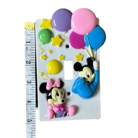 Vintage Disney 80s Minnie Mickey Mouse Balloons Nursery Light Switch Cover - Picture 2 of 4